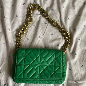 Green and gold chain bag